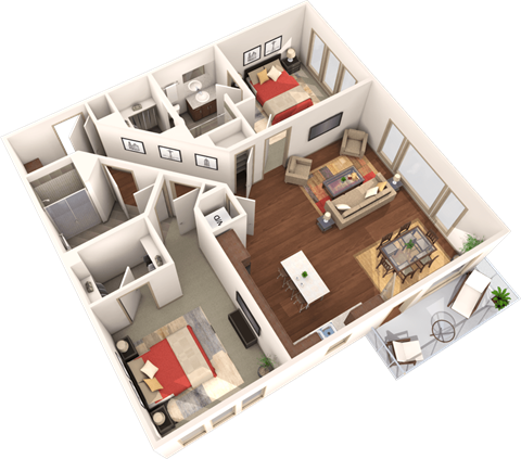 Veranda Highpointe Apartments Pyramid 3D Floor Plan